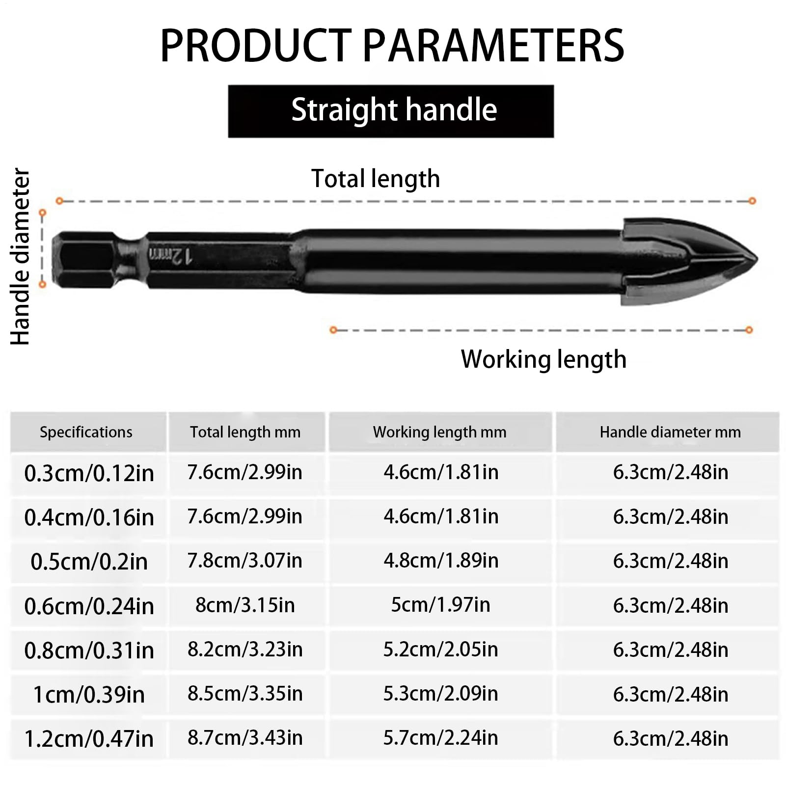 Drill Bits, Shockproof Hex Shank Drill Bit Set, Compact Alloy Carbide Multi Purpose Tool Kit with High Density for Cement, Ceramic, Metal, Glass, Wall, Wood Use, Black