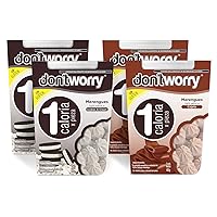 Vista 14 de Don't Worry Galletas de merengue bajas en calorías - Paquete de 4 - Fresa y vainilla, solo 1 caloría por unidad Dulces bajos en azúcar, sin