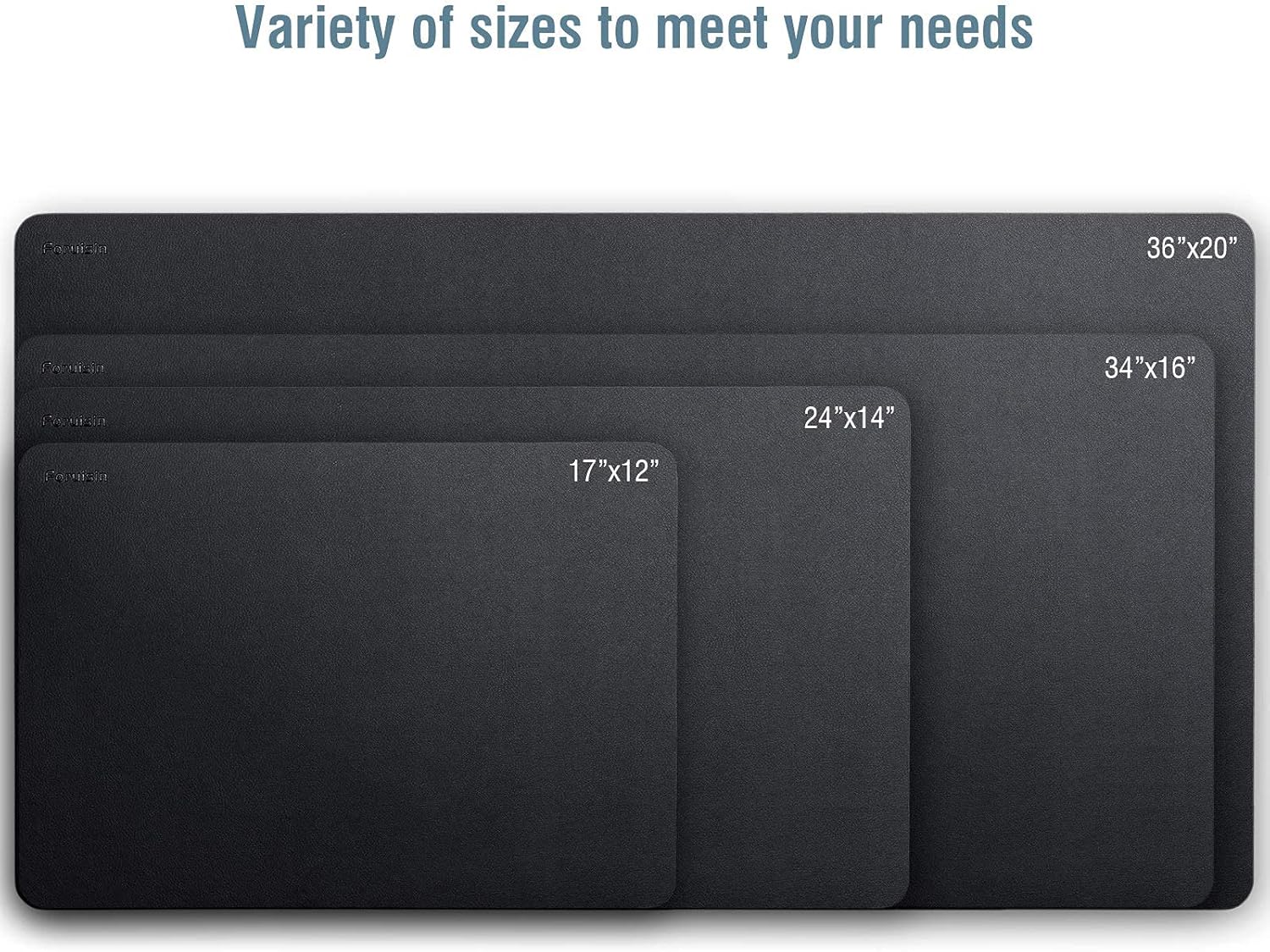 Foruisin Leather Mat Desk Pad & Blotter, 17x12 Inches, Flat, Waterproof, Black