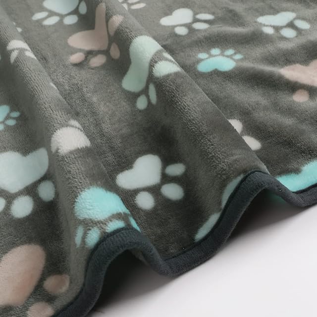 Foto 4 de 7 de luciphia 3 Piezas de Paquete Mantas para Perros Gatos Mascotas Paños Estampados y Suaves Gris Patas…