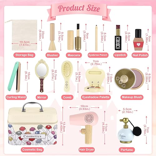 Miniatura 3 de GAGAKU Juego de juguetes de maquillaje de madera para niñas, regalo de cumpleaños de Navidad para niños de 3, 4, 5, 6, 7 años