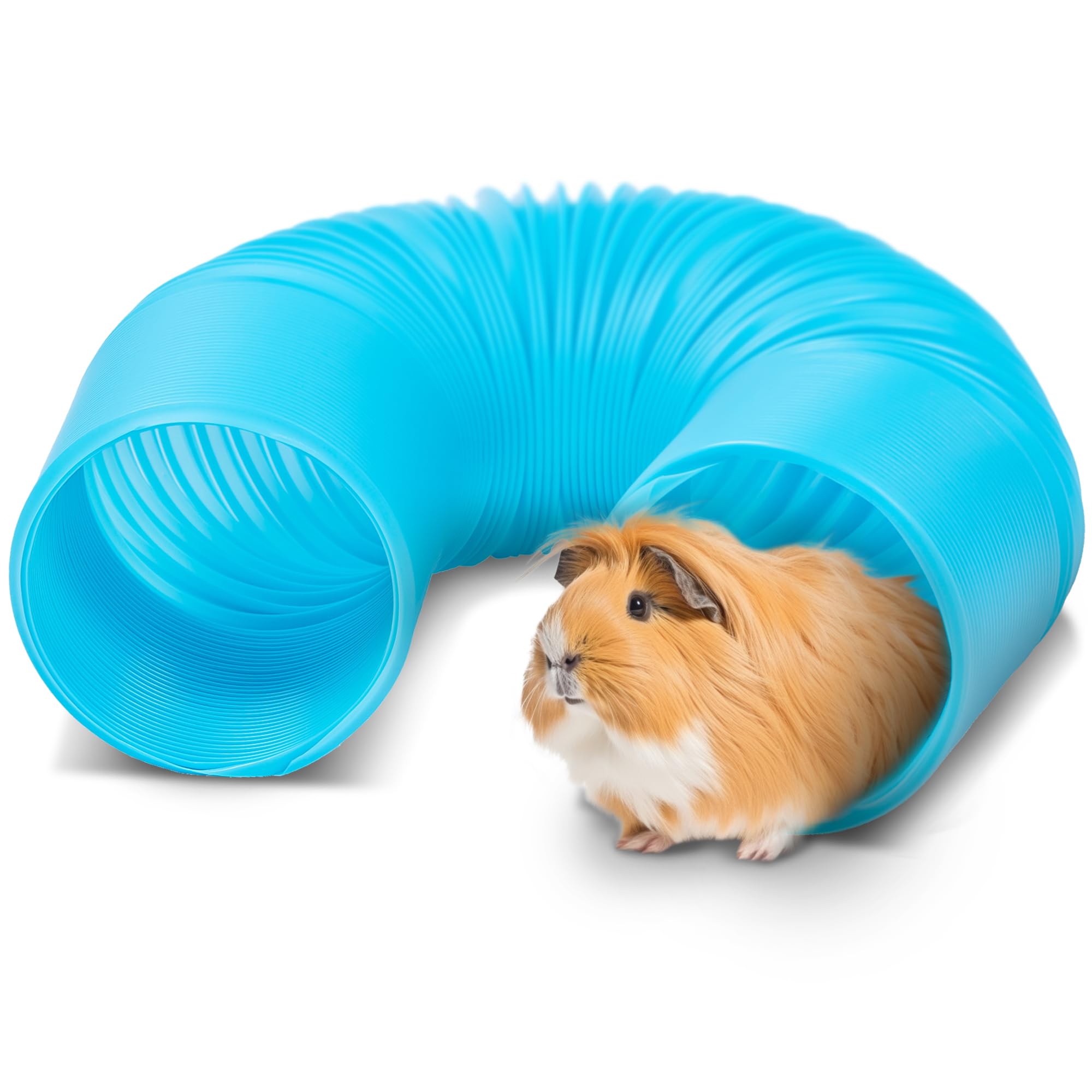 Guinea Pig Tunnels and Hamster Tubes - Fun Ferret Tunnels - Ideal Rat Cage Accessories - Collapsible Guinea Pig Toys for Boredom Relief - Blue