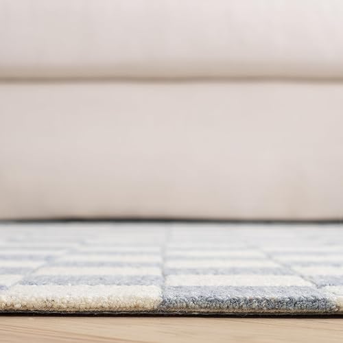 Miniatura 9 de MARTHA STEWART x SAFAVIEH MSR4760F - Alfombra de lana a cuadros contemporánea, hecha a mano, 5 x 8 pies, grismarfil