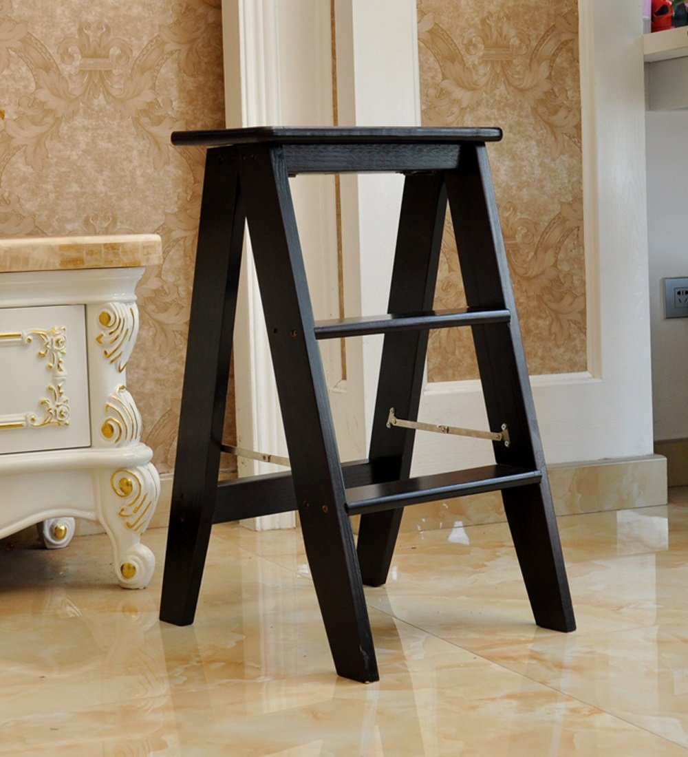 Escabeau en bois massif de cuisine DASHADAO tabouret polyvalent pour ménage 62 cm