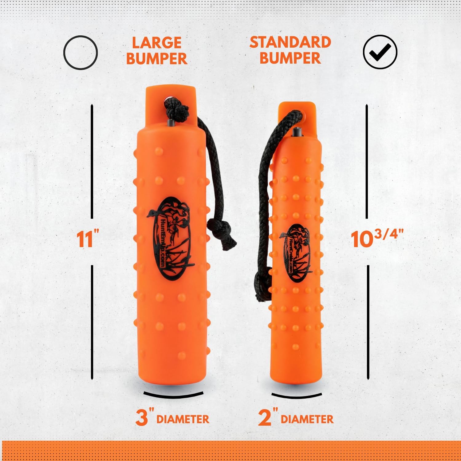 Tri-Pack (6) 2-Inch Plastic Dog Bumpers with Throw Ropes - Weighted Retrieving Dummies for Dogs - Includes 2 White, 2 Orange, and 2 Black/White Bumpers