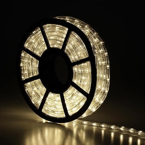 Tira de luces LED de 50 pies, tira de luces LED cortables para exteriores, impermeable, iluminación decorativa para interiores y exteriores, aleros,