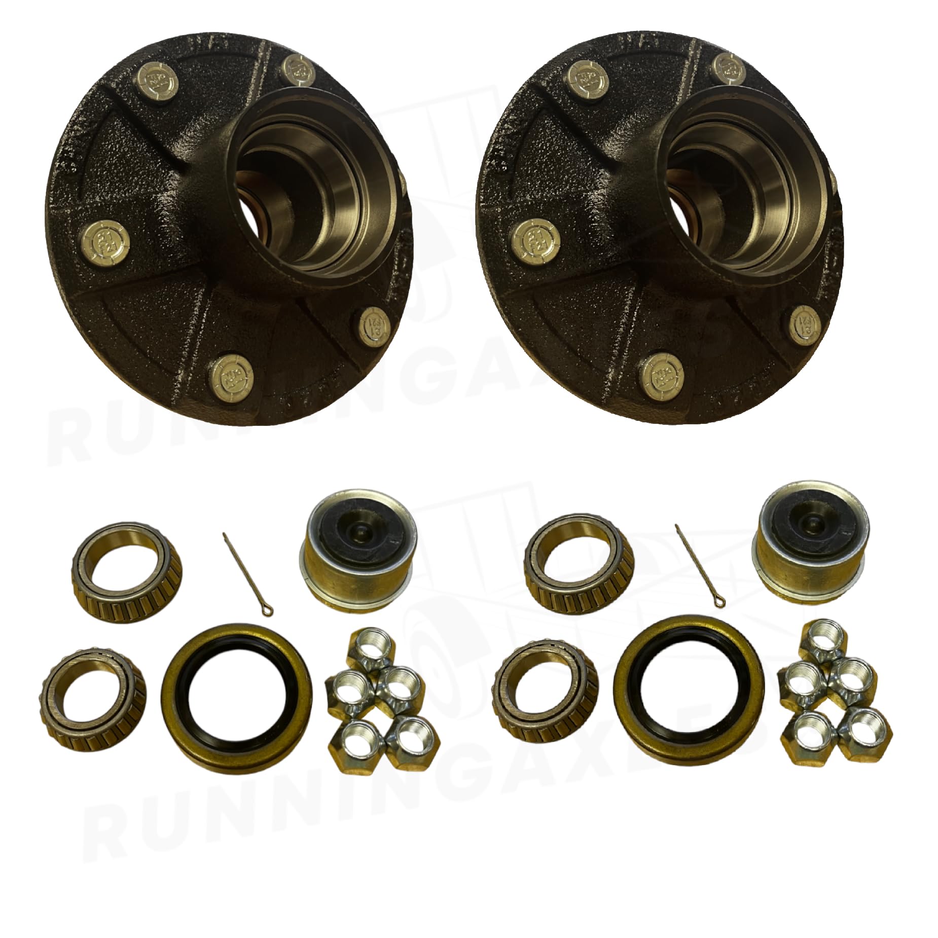 RUNNINGAXLES 2 x Replacement Trailer Hub Kit for 3,500LB Rated Trailer Axle, 6 on 5.5 Bolt Pattern, 1/2-20 Stud Size Trailer Idler Hub, 6 Bolt Trailer Hub (Hardware Included) RA-88-749_Double-Kit