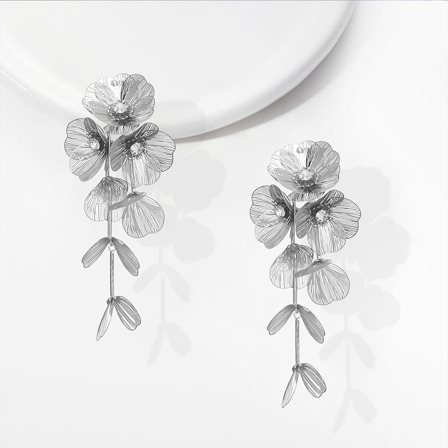 Flower Earrings for Women Trendy Chunky Long Tassel Exaggerate Gold Plated Flower Floral Petal Dangle Earrings Vacation Summer Wedding Prom Jewelry Gifts - Image 6