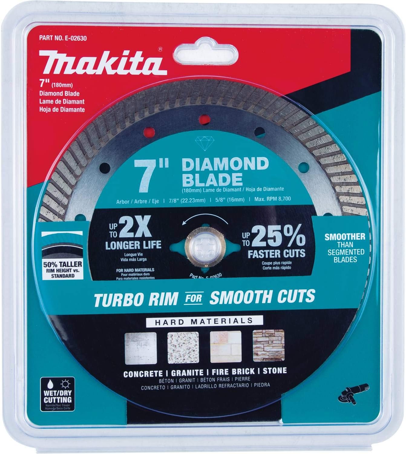 Makita E-02630 7" Diamond Blade, Turbo, Hard Material