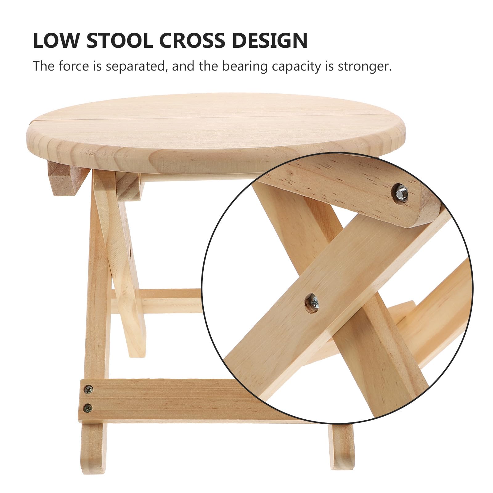 Runder Klapphocker aus Massivem Holz Rutschfester Sitzhocker für Zuhause Stabil und Multifunktional für Haushalt und Wohnzimmer