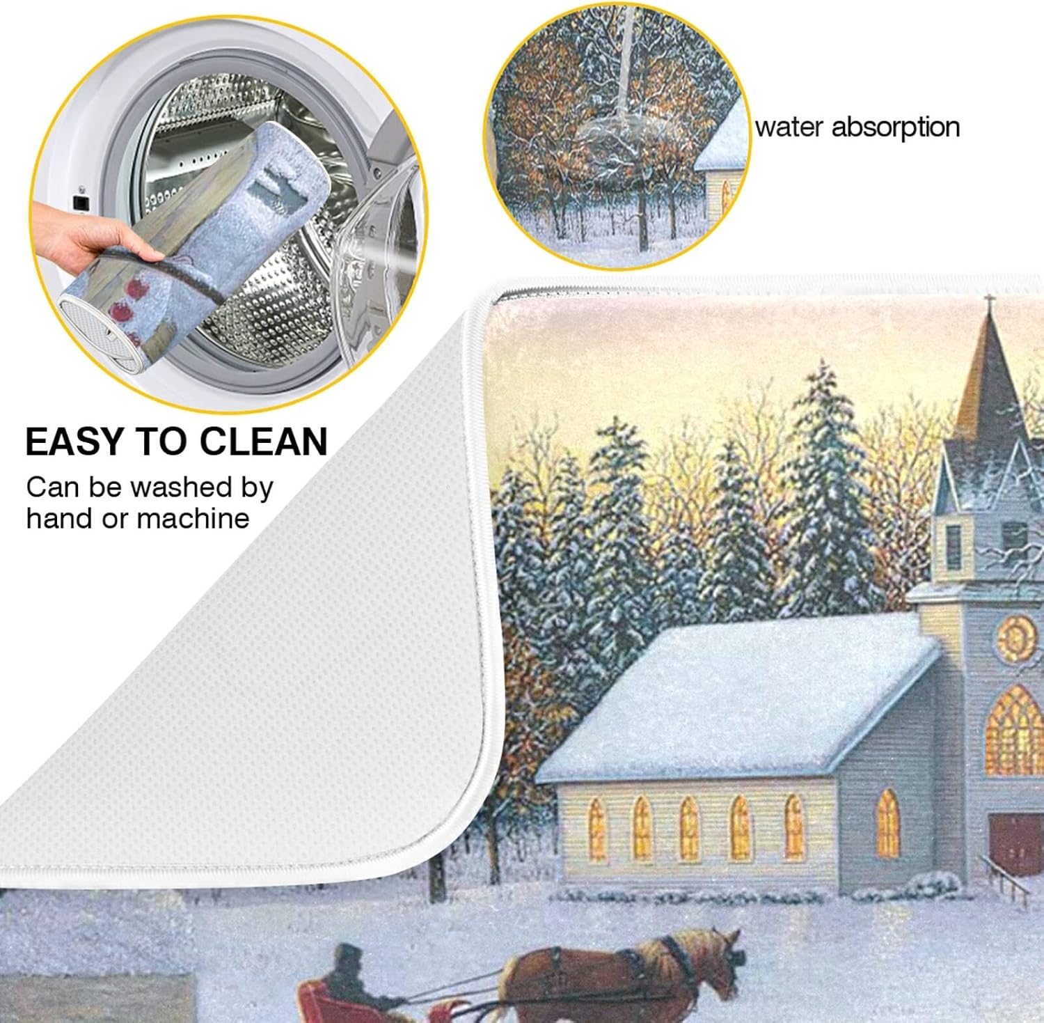 Winter Cardinal Dish Drying Mat 18x24 inch Drying Pad Dish Drainer Mat Protector for Kitchen Countertops Counter