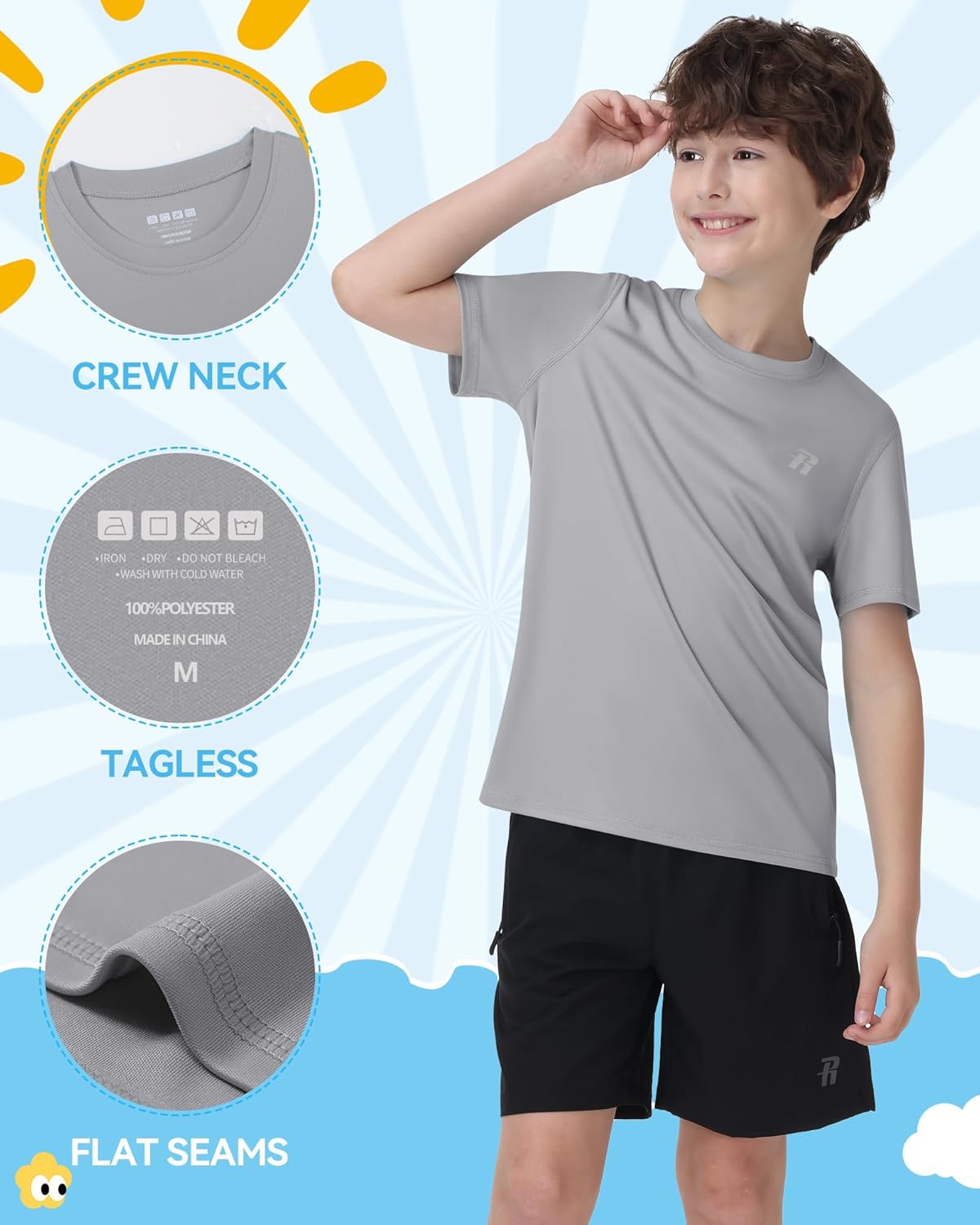 Runhit Boys Rash Guard Short Sleeve Swim Shirt Kids UPF 50+ Quick Dry Rashguard Sun Protection Water T-Shirt 2T to Youth - Image 5