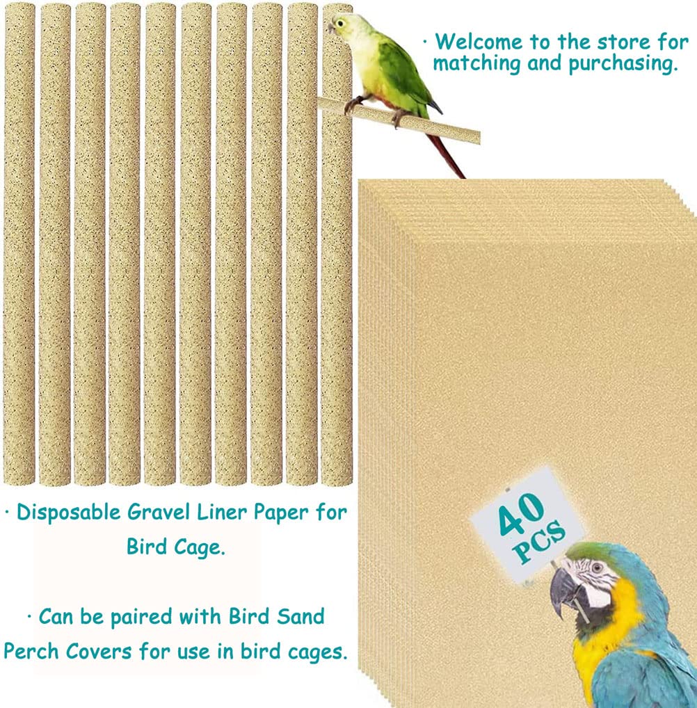 Kiespapier für Vogelkäfig, 27,9 x 43,2 cm, Vogelkäfig-Auskleidung, Papier, speziell für Vogelkäfig in Seesand, Papageienkäfig, Schleifpapier, Kissen, Haustier-Bettwäsche, Zubehör, 40 Stück