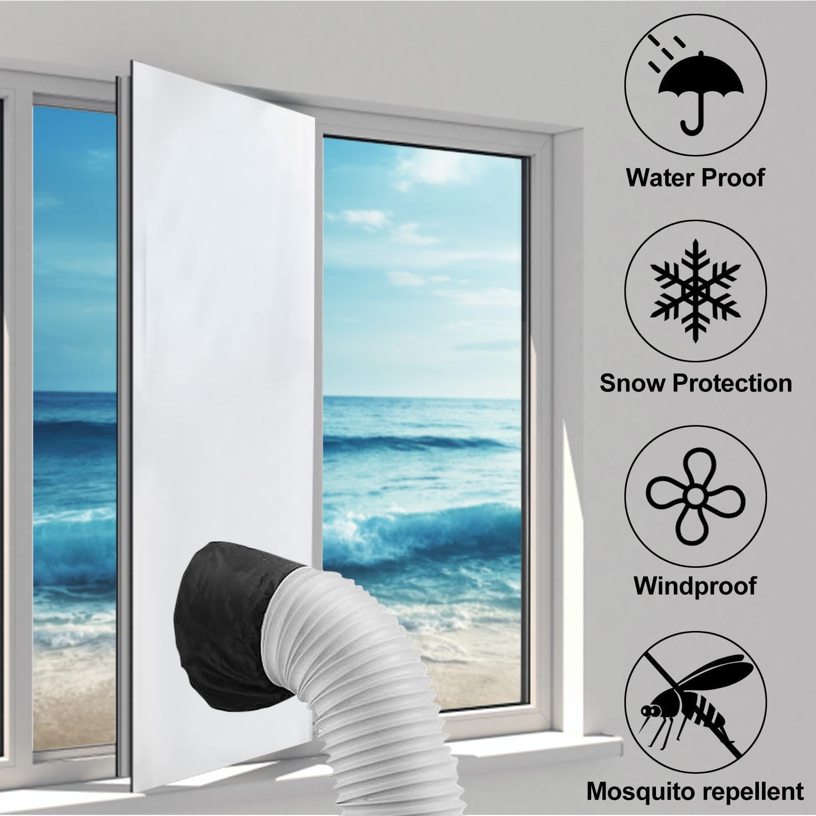 Universelles Fensterdichtungs-Set für Klimaanlagen, wasserdicht und tragbar, passend für Mama bis LarIdeal für Klimaanlagen, Trockner, Türen und Schlafzimmer.