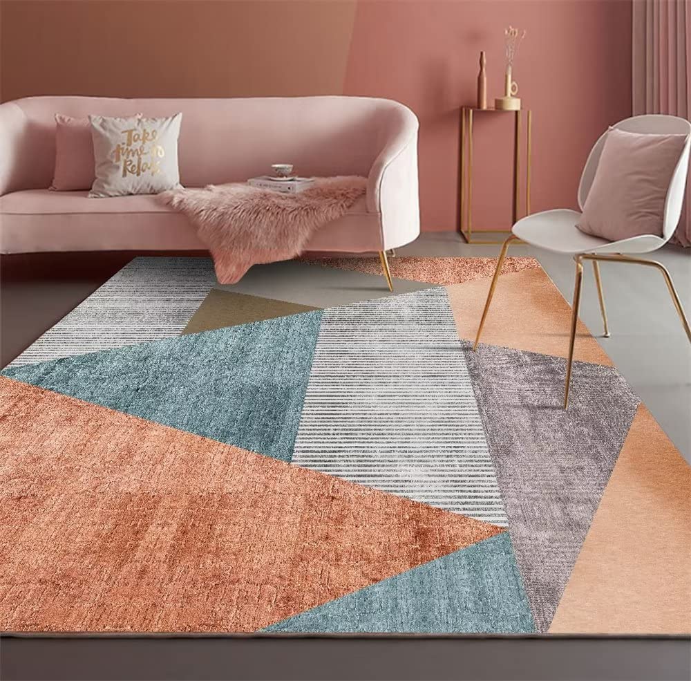 Tapis Chambre Gris Descente De Lit Chambre Orange Gris Rectangle Moderne Salle à Manger décoratif Tapis de Sol à la Maison Tapis Chevet 70X140CM