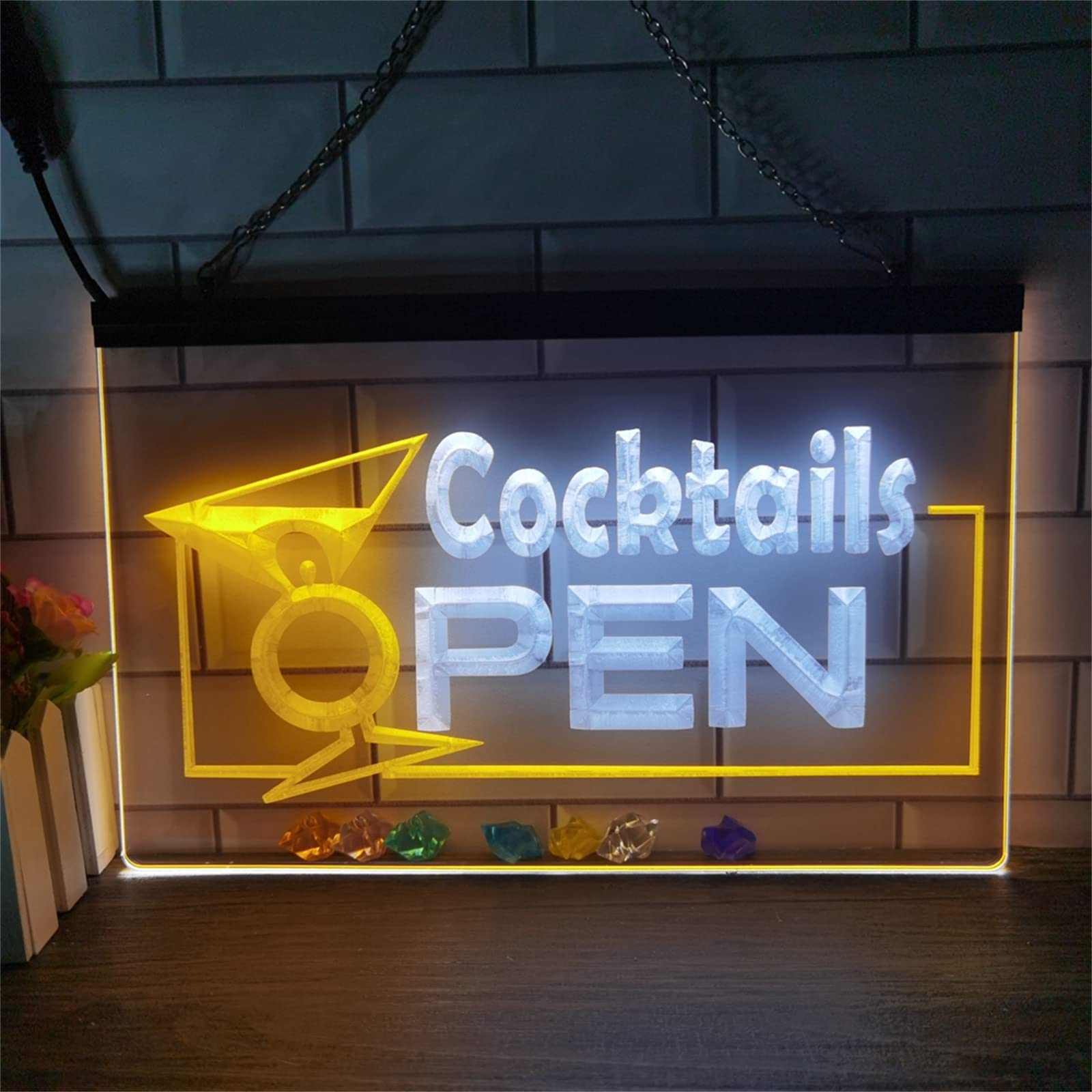 REWIS Cocktails Open LED Neon Signs