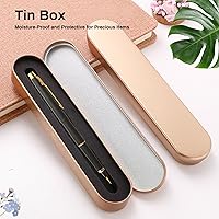 MFEIANQI 2 Pieces Metal Pen Pencil Case Premium Stationery Box Empty Hinged Metal Pencil Case For School Supplies Pen Holder Makeup Brushes Organizer ( Gold