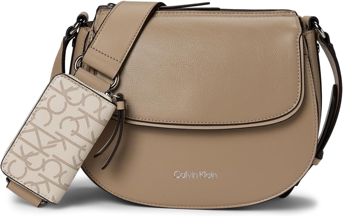Calvin Klein Womens Bella Messenger, Silver Mink/Vanilla/Khaki, One Size
