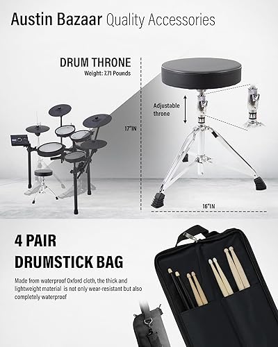 Miniatura 2 de Roland V-Drums TD-07KV - Juego de batería electrónica con bolsa para baqueta, cable de audio de 0.138 in, 3 pares de baquetas y paño de pulido de