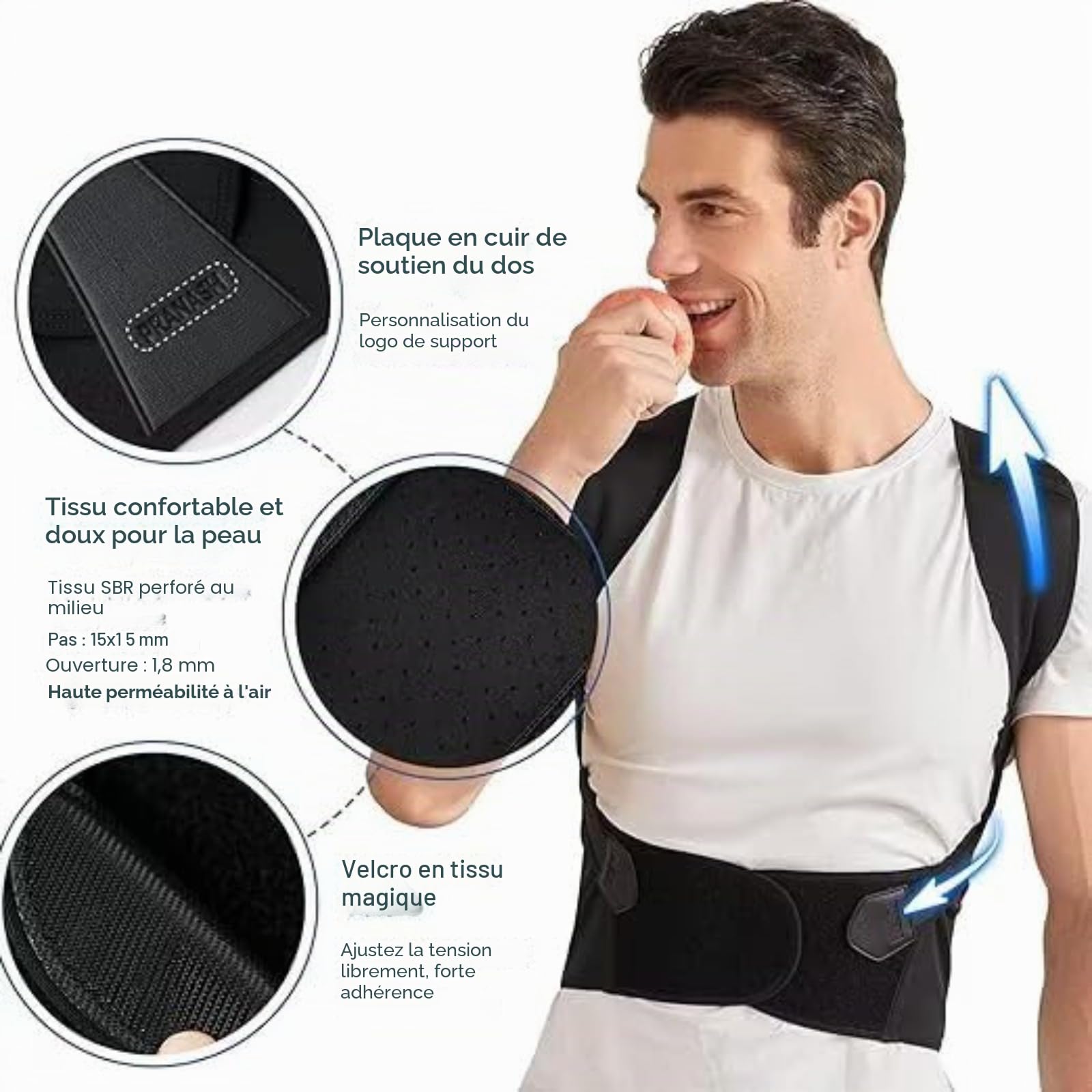 Cerviless Pro Correcteur de Posture - Soutien Dorsal pour Douleurs Nuque/Dos, Idéal Bureau/Conduite/Jeux/Ordinateur (Noir,L (100-130))