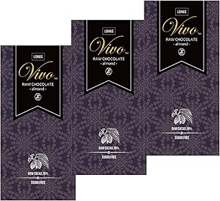 Amazon | Vivo アーモンド チョコレート 生 ローチョコレート 生カカオ70％ 砂糖不使用 乳製品不使用 砂糖・乳製品は一切不使用 酵素が生きた生チョコレート (3枚セット) | LOHAS(ロハス) | 板チョコ・チョコバー 通販