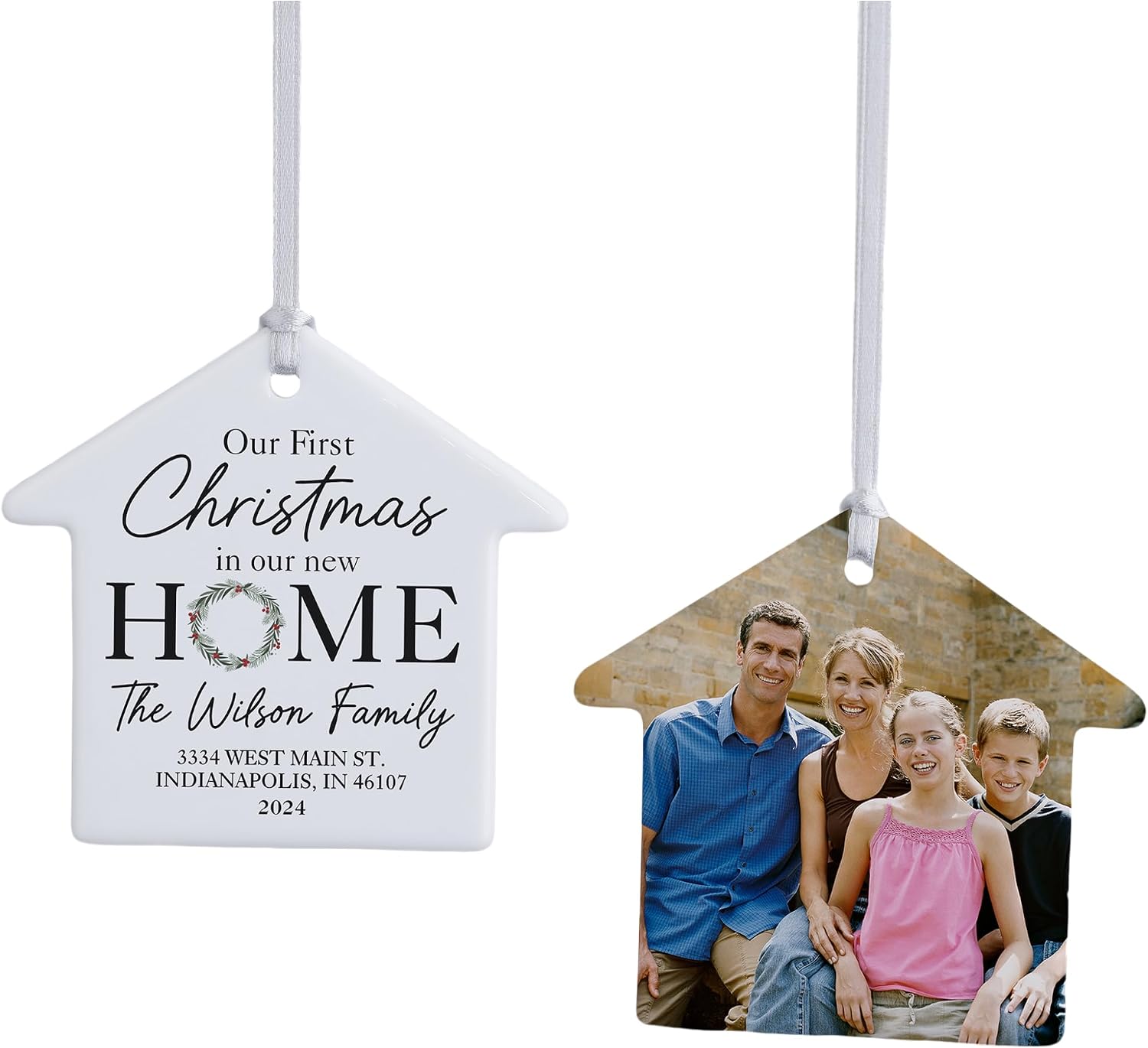 Personalization Universe First Christmas in Our Home Personalized House Ornament- 3.25" Glossy - 2 Sided