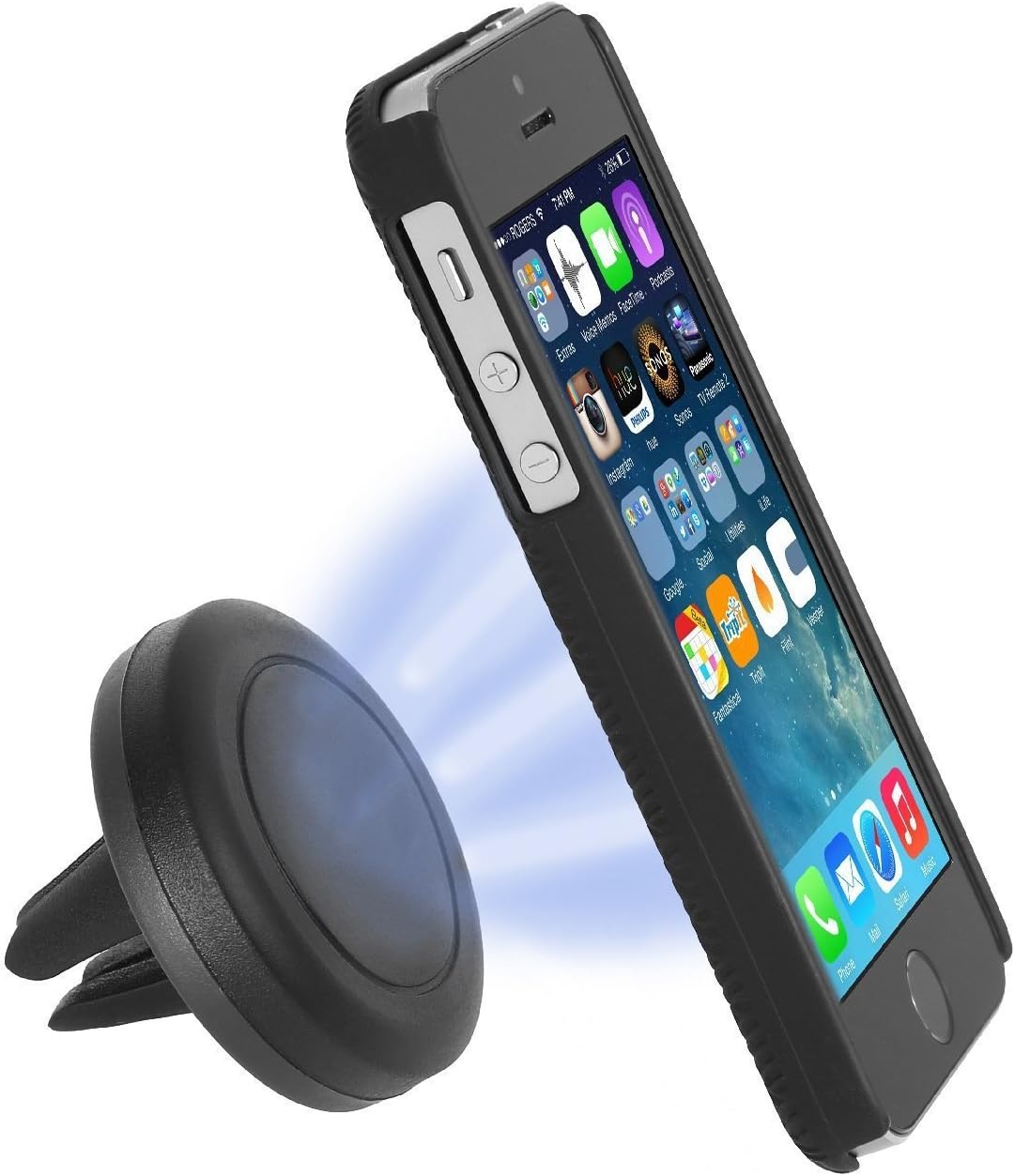 maxE Air Vent Magnetic Car Mount Holder with Fast Swift-Snap Technology for Smartphones and Mini Tablets Black