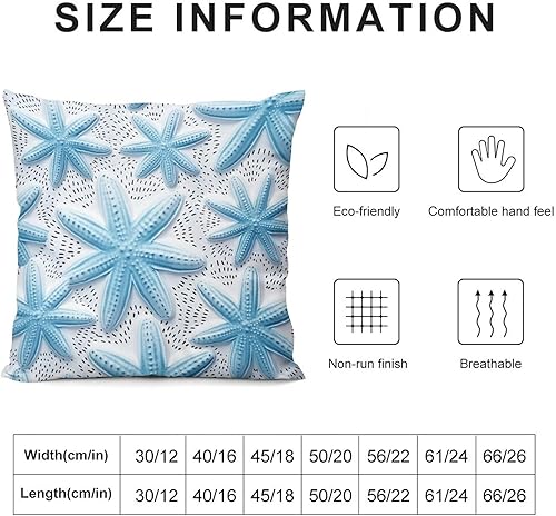 Miniatura 3 de Fundas de almohada de 20 x 20 pulgadas, diseño moderno de estrellas de mar y dólar de arena, color azul y blanco, funda de cojín cuadrada, funda de
