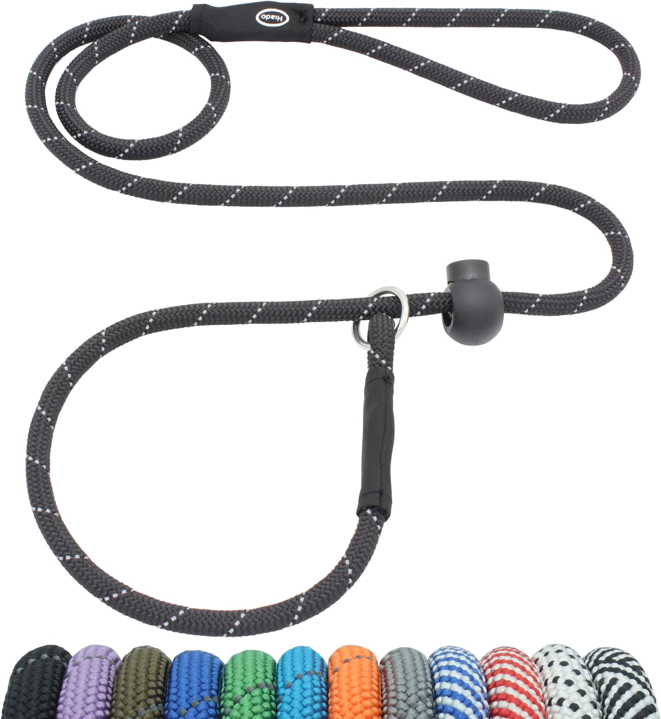 Slip Lead Dog Leash Reflective with Stopper Loop Rope Training No Pull for Small Medium Large Dogs 6ft Black