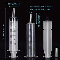 Vista 2 de Juego de jeringas de 2.0 fl oz + 0.7 fl oz para líquidos, jeringas sin aguja, jeringa de plástico estéril de 0.7 onzas líquidas con cuentagotas