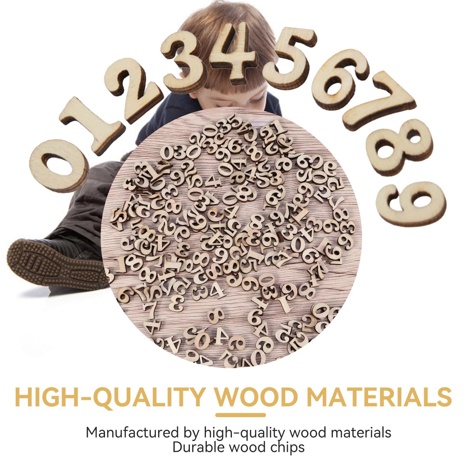 100Pcs Natural Wooden Numbers for DIY Crafts Unfinished Wooden Number 0 to 9 Craft Wood Numbers for Letter Board/Wall Decor/DIY/Painted - Image 3