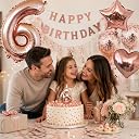 Pop The Party Nylon 6Th Number Balloon With 6 Digit Balloon For Including Star, Heart And Confetti Balloons,Multicolor,14 Pcs gallery image