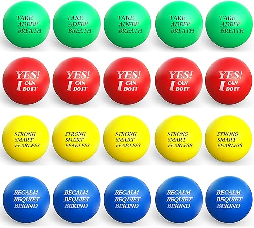 Kasyat 20 bolas motivacionales para el estrés, bolas coloridas para aliviar el estrés con citas inspiradoras, pequeñas y divertidas, regalos de