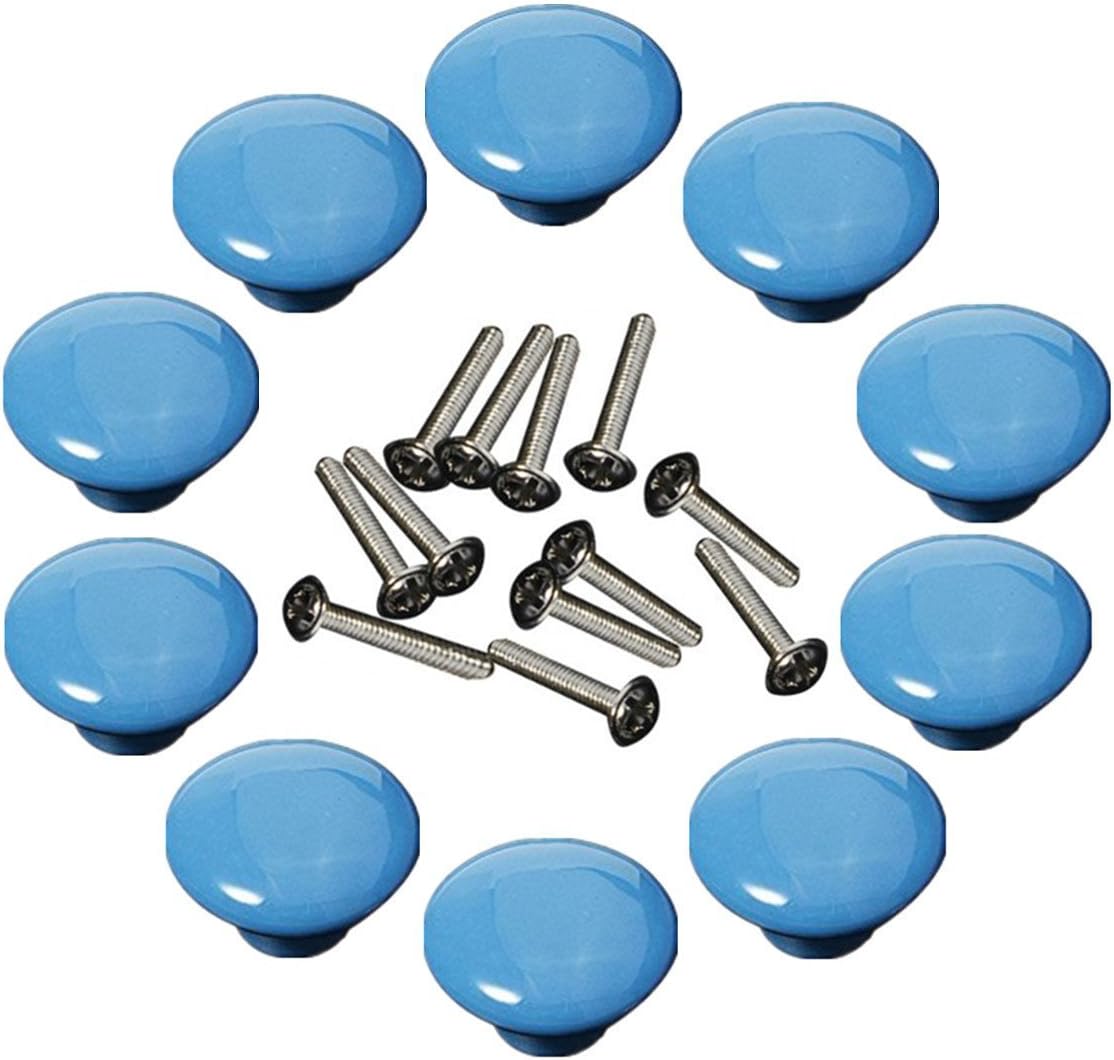 Yahead 10pcs Vintage Ceramic Door Knob Round Shape Locker Pull Handles Drawer Cupboard Cabinet Knobs Wardrobe Home Kitchen Hardware Blue