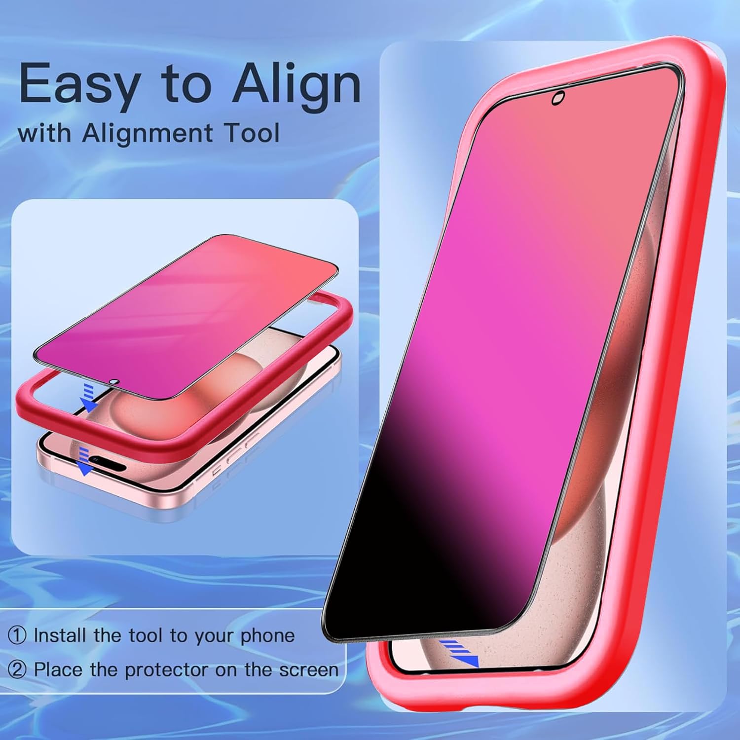 Compatible with iPhone 14 Compatible with iPhone 13 Pro and Compatible with iPhone 13 Privacy Screen Protector 2 PACK 25 Degree Anti Spy Tempered Glass Gradient colorful Anti Bluelight eye protection Full Coverage Easy Installation Frame 6.1 inch - Image 5