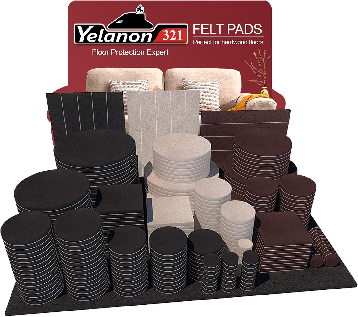 Felt Furniture Pads -182 Pcs Furniture Pads Self Adhesive, Cuttable Felt Chair Pads, Anti Scratch Floor Protectors for Furniture Feet Chair Legs, Furniture Felt Pads for Hardwoods Floors, Black - - 