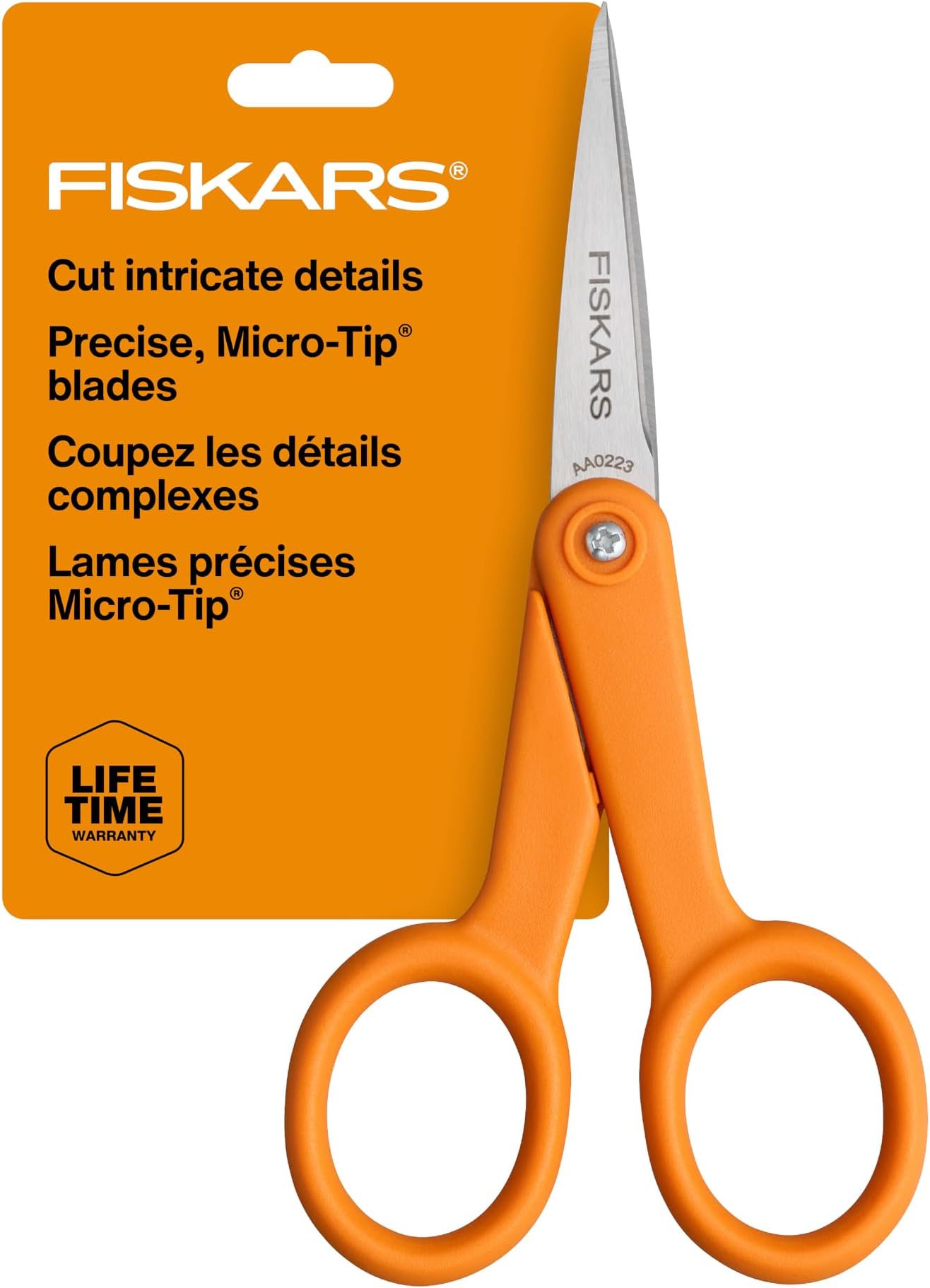 Premier No. 5 Micro-Tip Orange-Handled Fabric Scissors - Double Loop Handle - Sewing and Craft Scissors - Orange