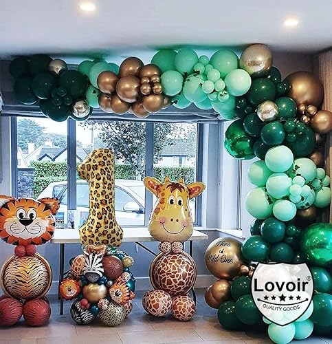 Miniatura 6 de Globos dorados de 32 pulgadas con estampado de leopardo número 3 de tamaño grande, globos de helio Mylar y guepardo para temática de selva salvaje,