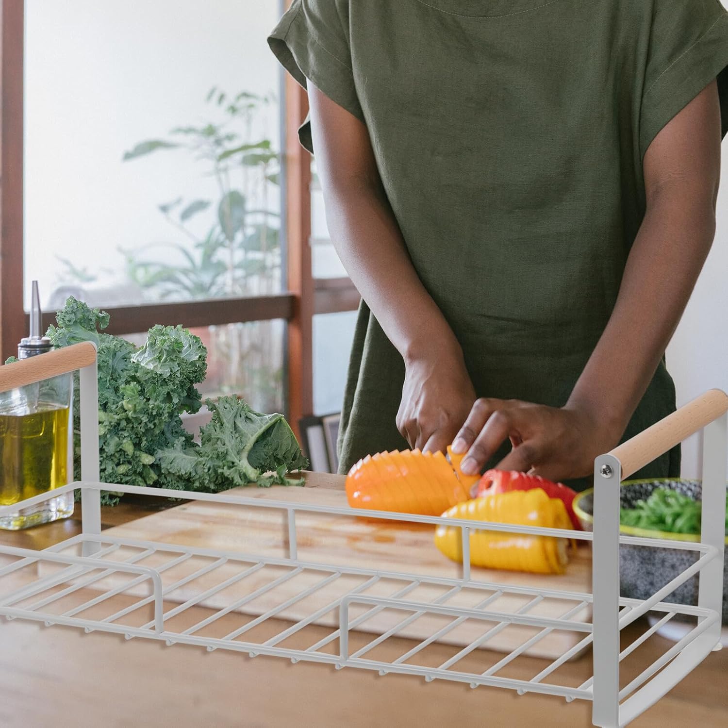 Kitchen Seasoning Organizer Rack Single Layer White Iron Countertop Condiment Spice Bottle Holder Multifunctional Storage for Kitchen Sundries