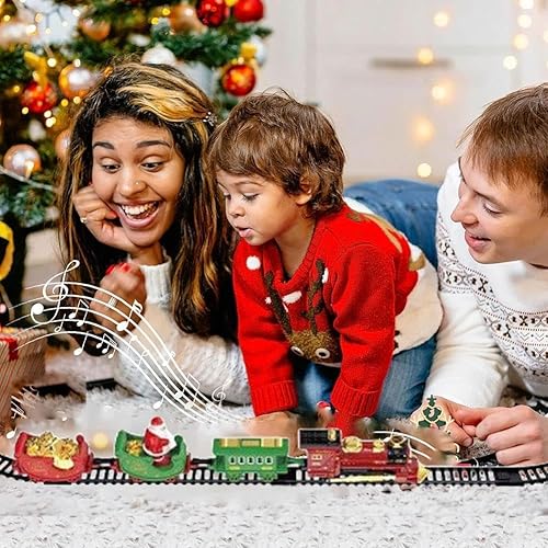 Miniatura 6 de Christmas Train Set,Under The Christmas Tree Trains Toy Set with Light and Sounds,Electric Classical Train Toys for Xmas Village Tree,Indoor C