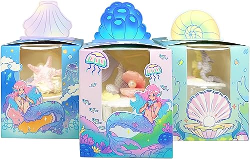 Cajas individuales para cupcakes con ventana, 30 unidades, para cumpleaños, sirena, caja de cupcakes de 3.6 x 3.6 x 4.3 pulgadas