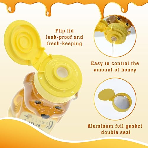 Miniatura 3 de Paquete de 18 frascos de plástico para botellas de miel de oso, recipiente vacío de miel de 5 onzas líquidas con tapa abatible, botellas de jugo