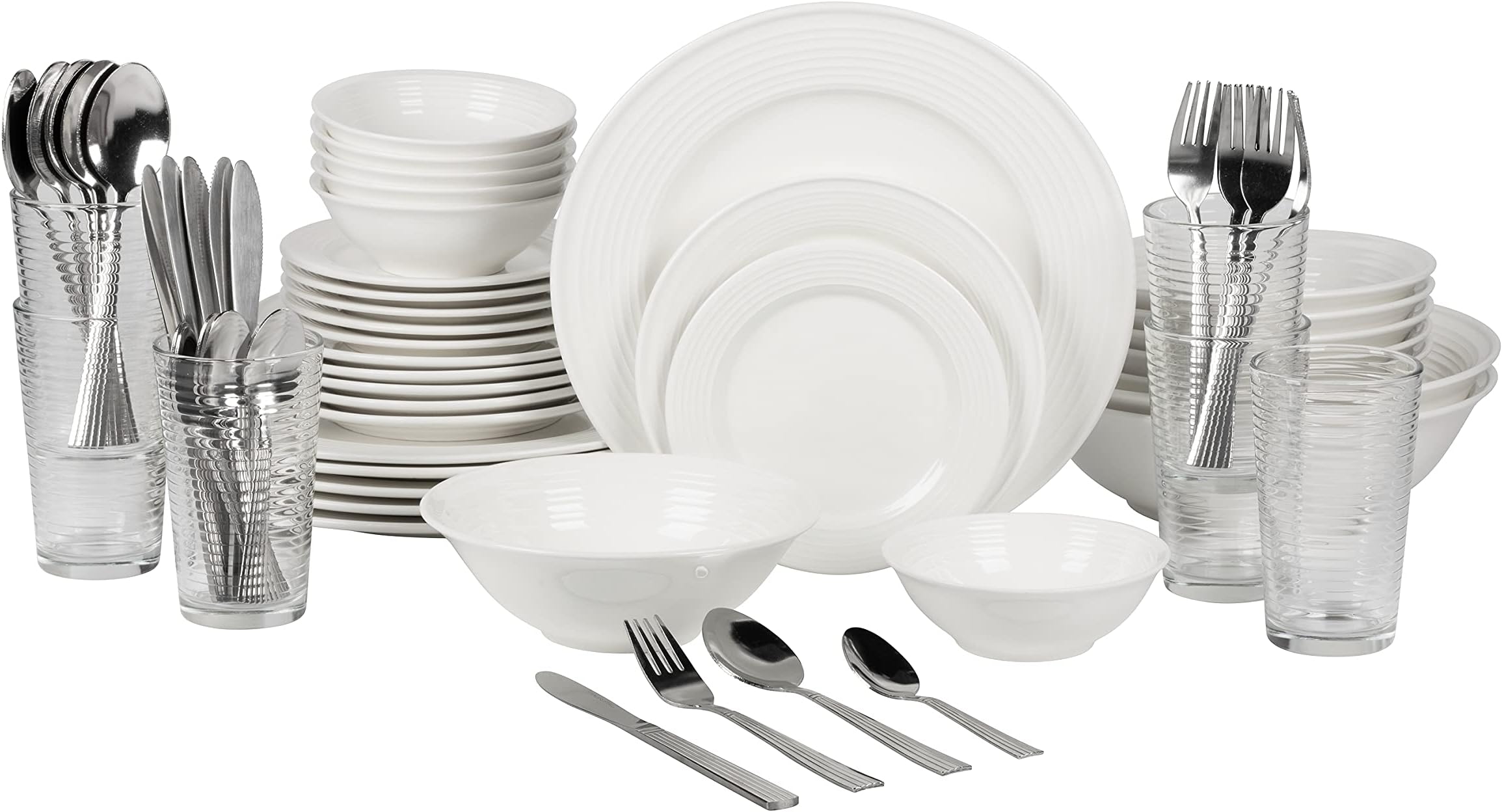 Nova White Round 62-Piece Dinnerware Set, Service for 6