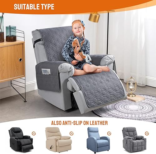 Miniatura 72 de VANSOFY Fundas 100% impermeables para sillas reclinables, antideslizantes, para sillas reclinables, protector de muebles, funda lavable con Negro