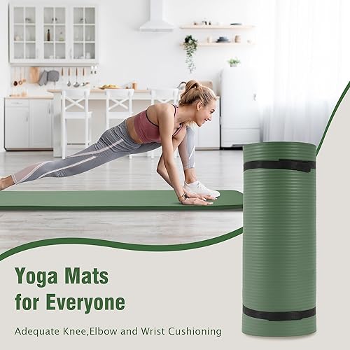 Miniatura 5 de BalanceFrom Tapete de yoga de 1 pulgada extra grueso de alta densidad con superficie antideslizante y correa de transporte para hombres y mujeres,