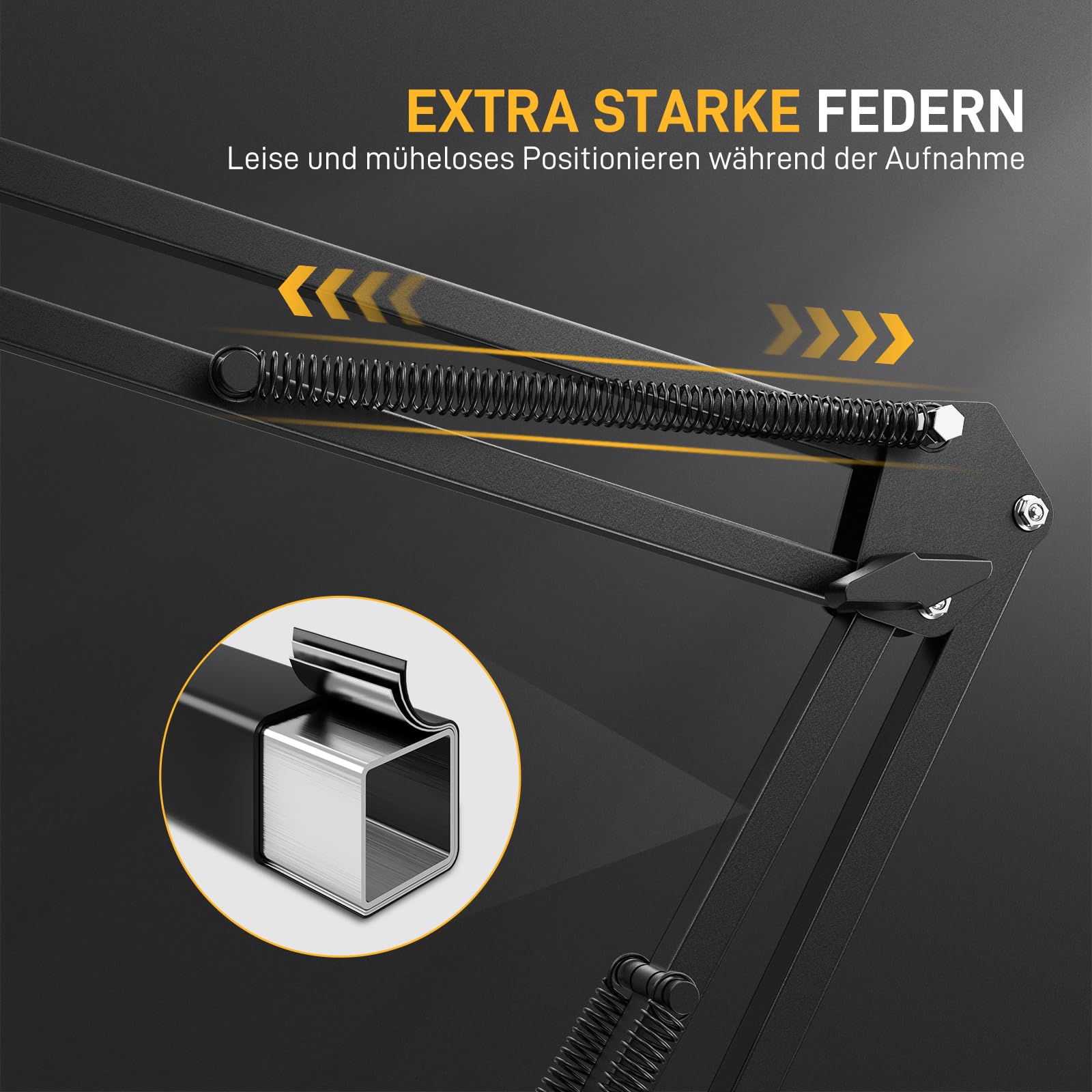 Maono Mikrofon arm, Verstellbarer Mikrofonständer für Podcast, Gaming, Streaming & Aufnahmen – inkl. Tischklemme und 3/8" zu 5/8" Adapter – BA20,Schwarz