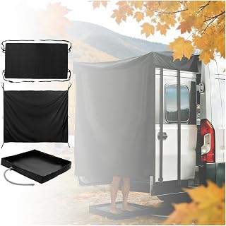 Truck Camping Accessories Three-Piece Set, Includes Car Awning for Camping, Camping Shower Curtain, Camping Shower Mat, Easy Setup Changing Car Truck Travelling