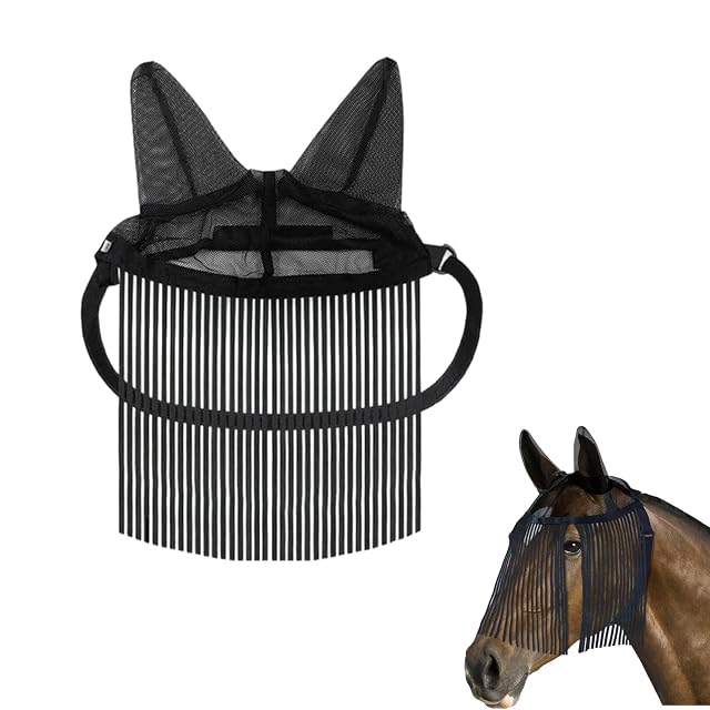 Foto 2 de 6 de Cubrebocas de red transpirable para caballos con correas ajustables y capa interior suave para mayor…