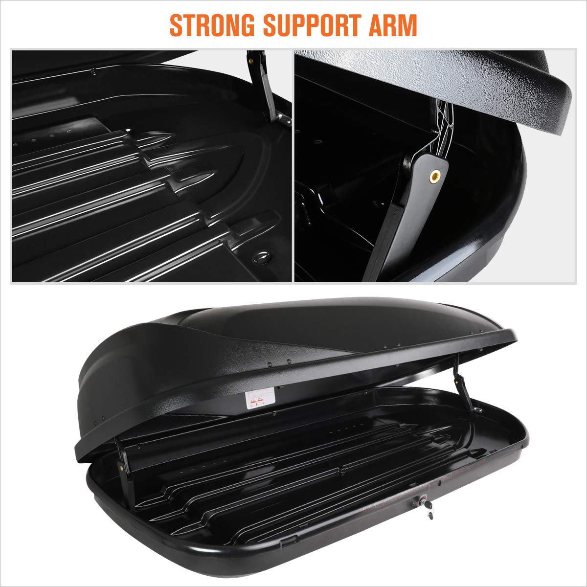 Aluminum Roof Rack Cross Bars Rails + Black Rooftop Cargo Carrier Box w/Keys Compatible with 14-18 Subaru Forester