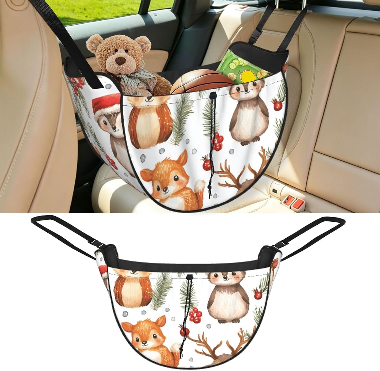 Augenstern Christmas-Woodland-Animals Car Backseat Organizer Bag For Road Trips